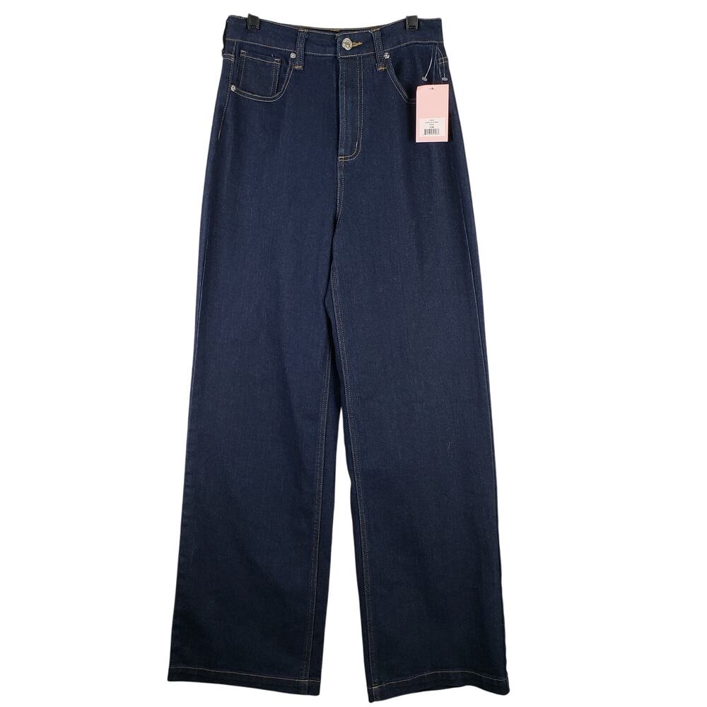 Juicy Couture Size 28 Lunita Wide Leg Jeans Bedazzled Pocket‎ Spellout Y2K Style